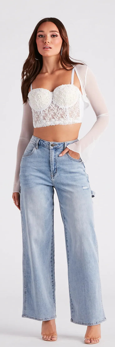 Sheer Mesh Flared Sleeve Bolero