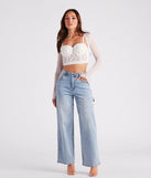 Sheer Mesh Flared Sleeve Bolero, a trendy white addition to women's going-out outfits, is ideal for party outfits, chic anniversary attire, or night-out looks that keep you on-trend!