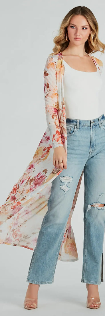 Brighten My Day Floral Mesh Duster