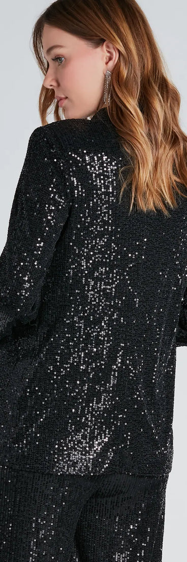 Night Cocktails Sequin Tie-Waist Blazer