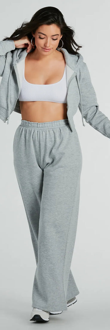 On Point Cutie Zip Up Crop Fleece Hoodie