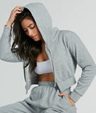 On Point Cutie Zip Up Crop Fleece Hoodie
