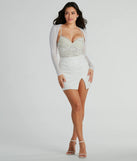 Celebrate in style with this stunning white going-out outfit essential, the Party Glow Glitter Mesh Bolero, featuring the latest statement-making details and a glamorous design perfect for any festive 2025 event.