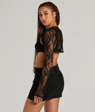 The In The Mood Long Sleeve Lace Bolero in black brings edge and energy to your vibe, ready to elevate any festival look or concert outfit.