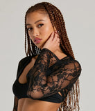 Wrap up in style with the In The Mood Long Sleeve Lace Bolero, a cozy black sweater for women designed for night-out looks, everyday outfits, or as a chic layering piece for the colder months.
