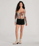 Dreamy Watercolor Mesh Tie-Front Top