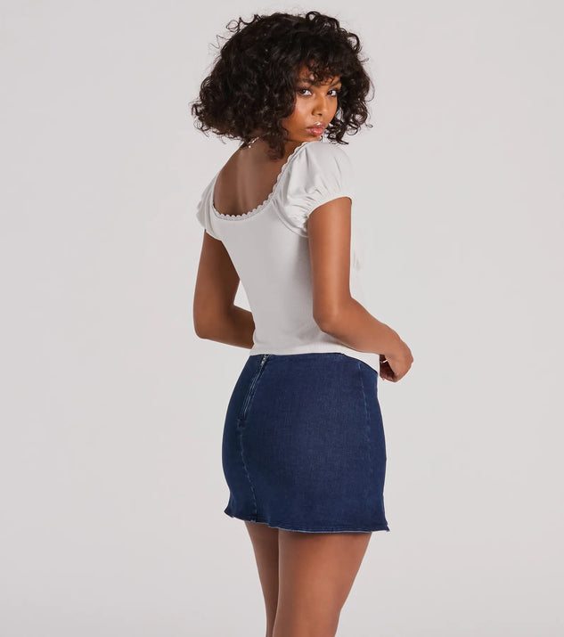 Sultry Example Tie-Front Lace Trim Crop Top | Windsor