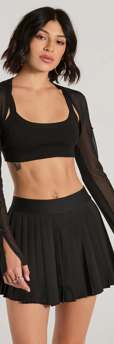 Complete your outfits with the Whimsical Mood Bow Long Sleeve Mesh Bolero, a black fashion jacket that adds stylish edge and versatile appeal.