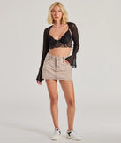 Signature Chic Ruffled Long Sleeve Mesh Bolero, a trendy black addition to women's going-out outfits, is ideal for Christmas party outfits, chic NYE attire, or winter night-out looks that keep you on-trend!