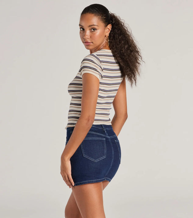 Stylish Status Striped Knit Tie-Front Top | Windsor