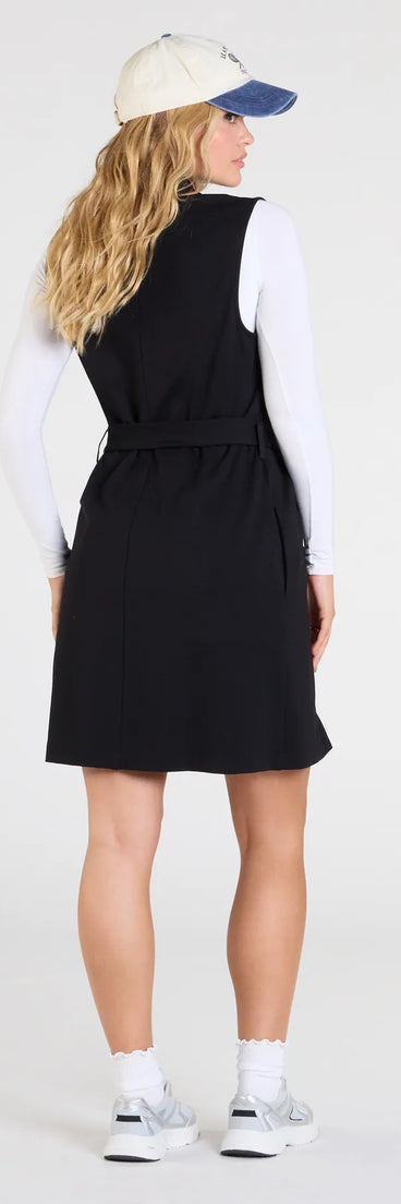 City Sleek Tie-Waist Longline Ponte Vest