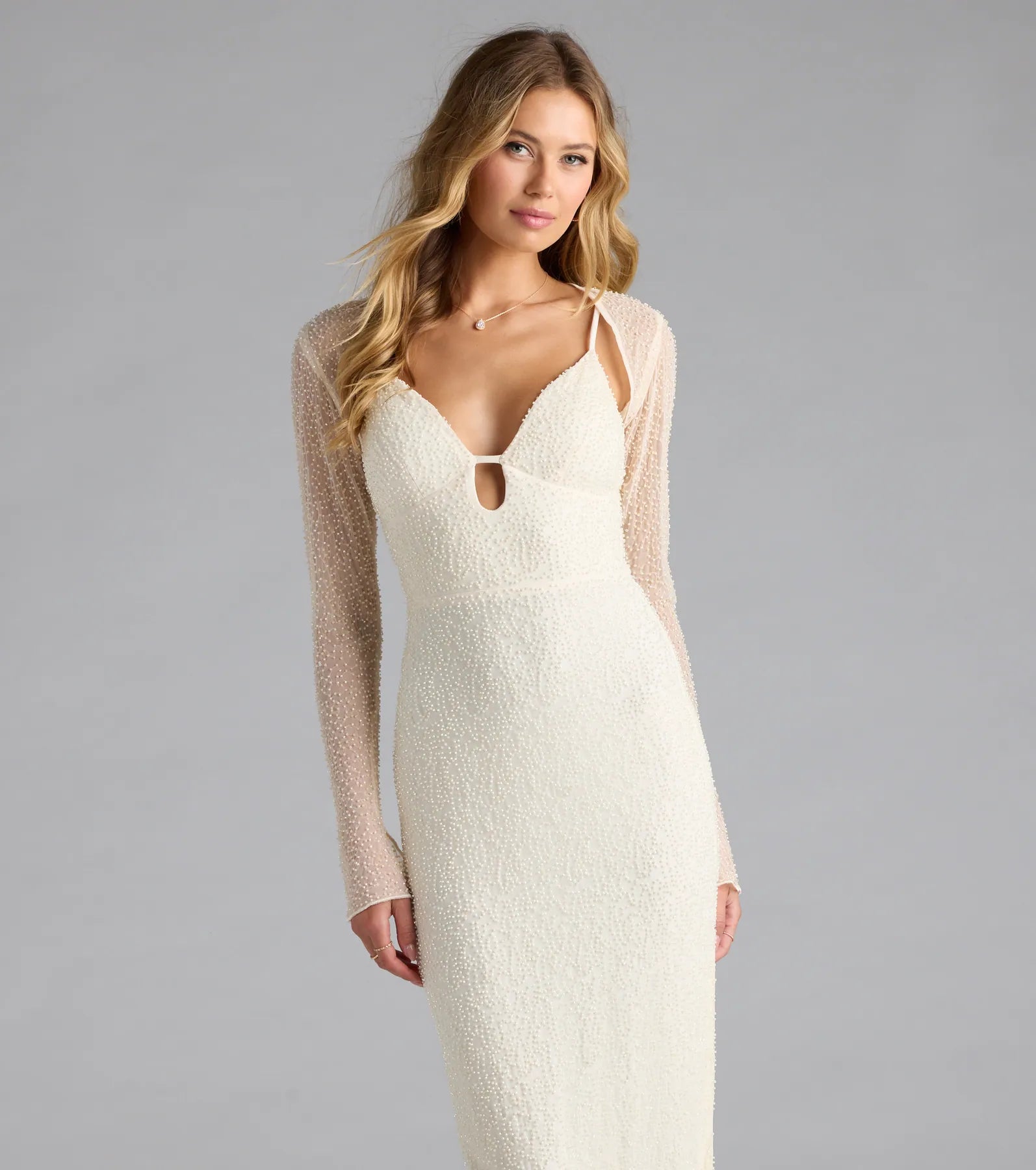 ワンピース ETMON Bolero Layered Dress, Cream Beige Shop the Ballad One-Shoulder Maxi Dress Cream