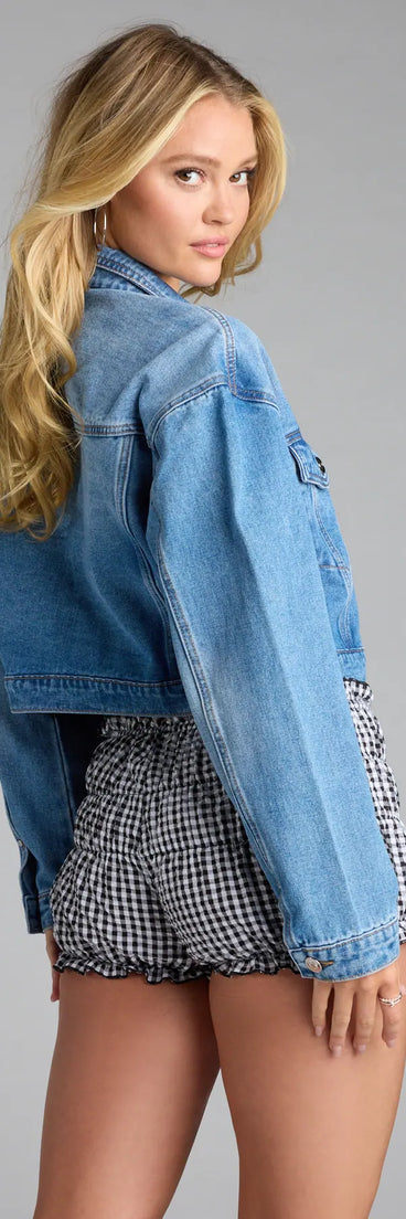 Layer on laid-back style with the Classic And Coveted Trucker Denim Jacket in blue, a jean jacket perfect for casual looks with a cool-girl twist.