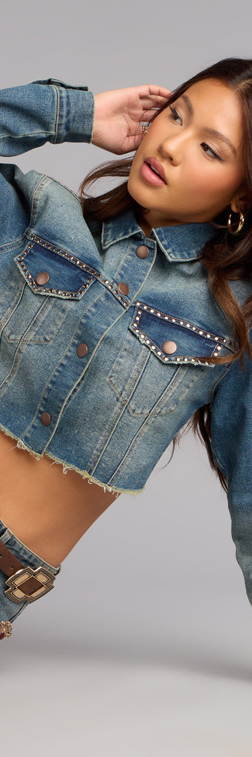 Instant Attitude Studded Cropped Denim Jacket