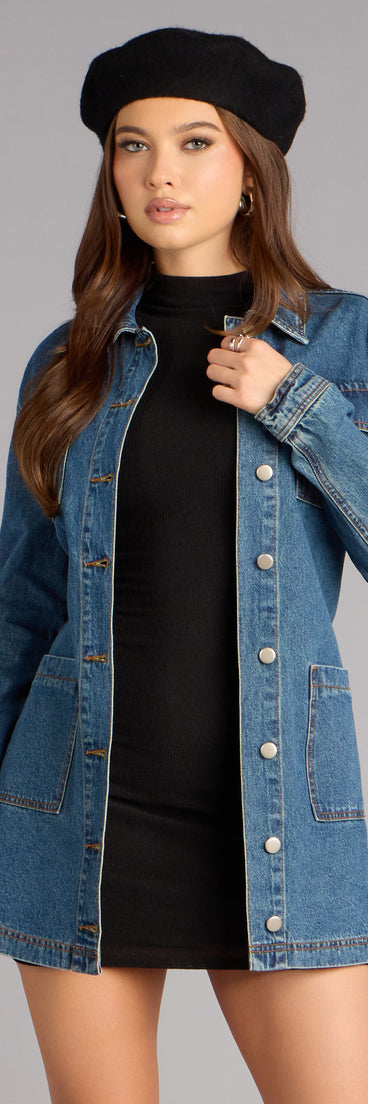 City Stroll Belted Denim Jacket