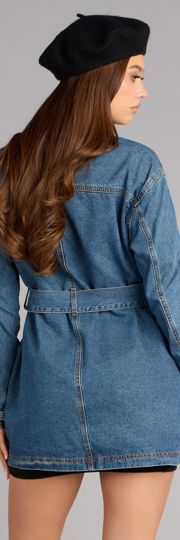 City Stroll Belted Denim Jacket