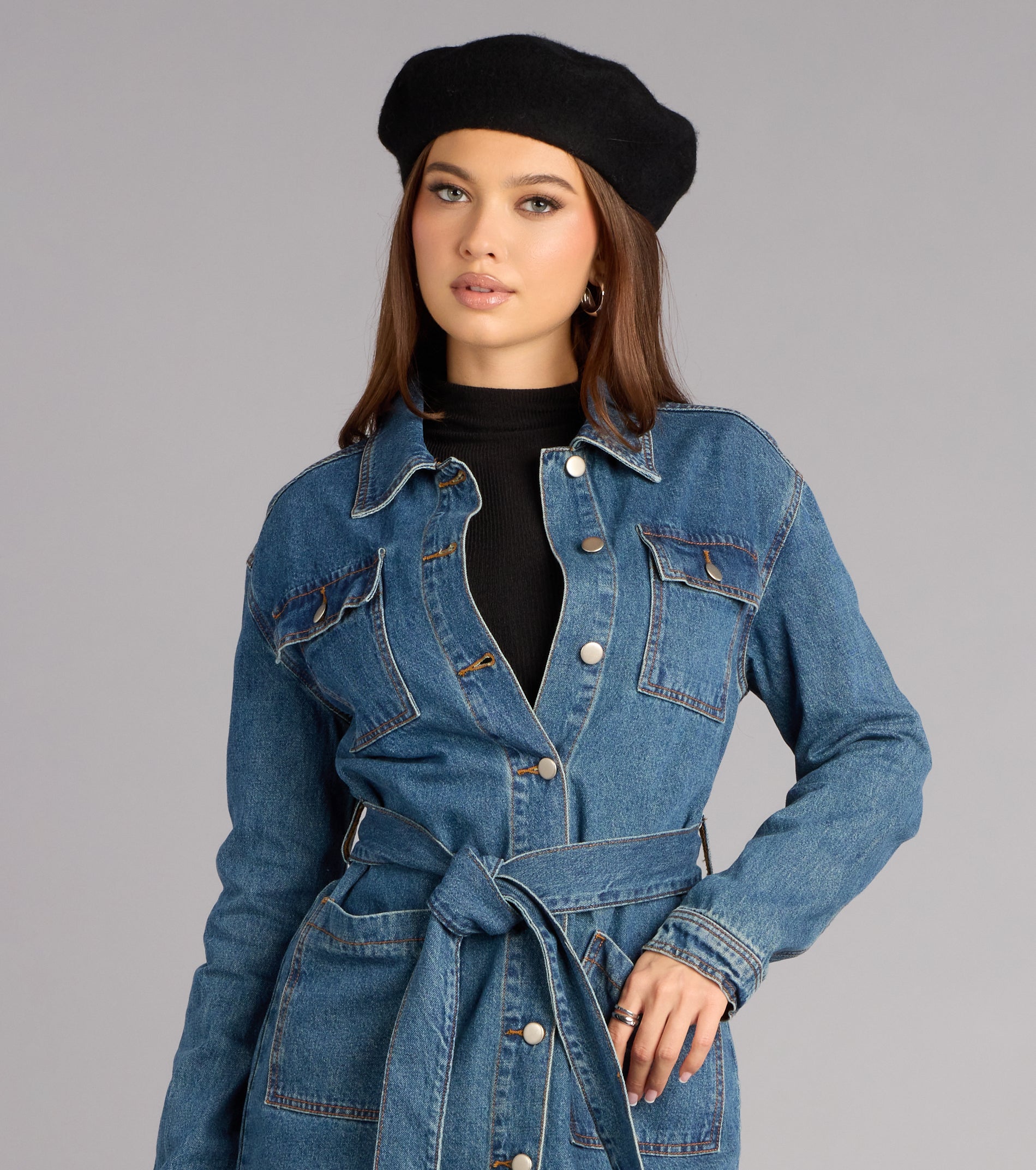 ジャケット・アウター Herlipto New Classic Belted Denim Jacket City Stroll Belted Denim Jacket | Windsor