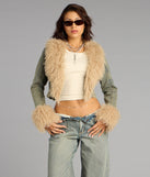 Scene Stealer Faux Fur Crop Denim Jacket