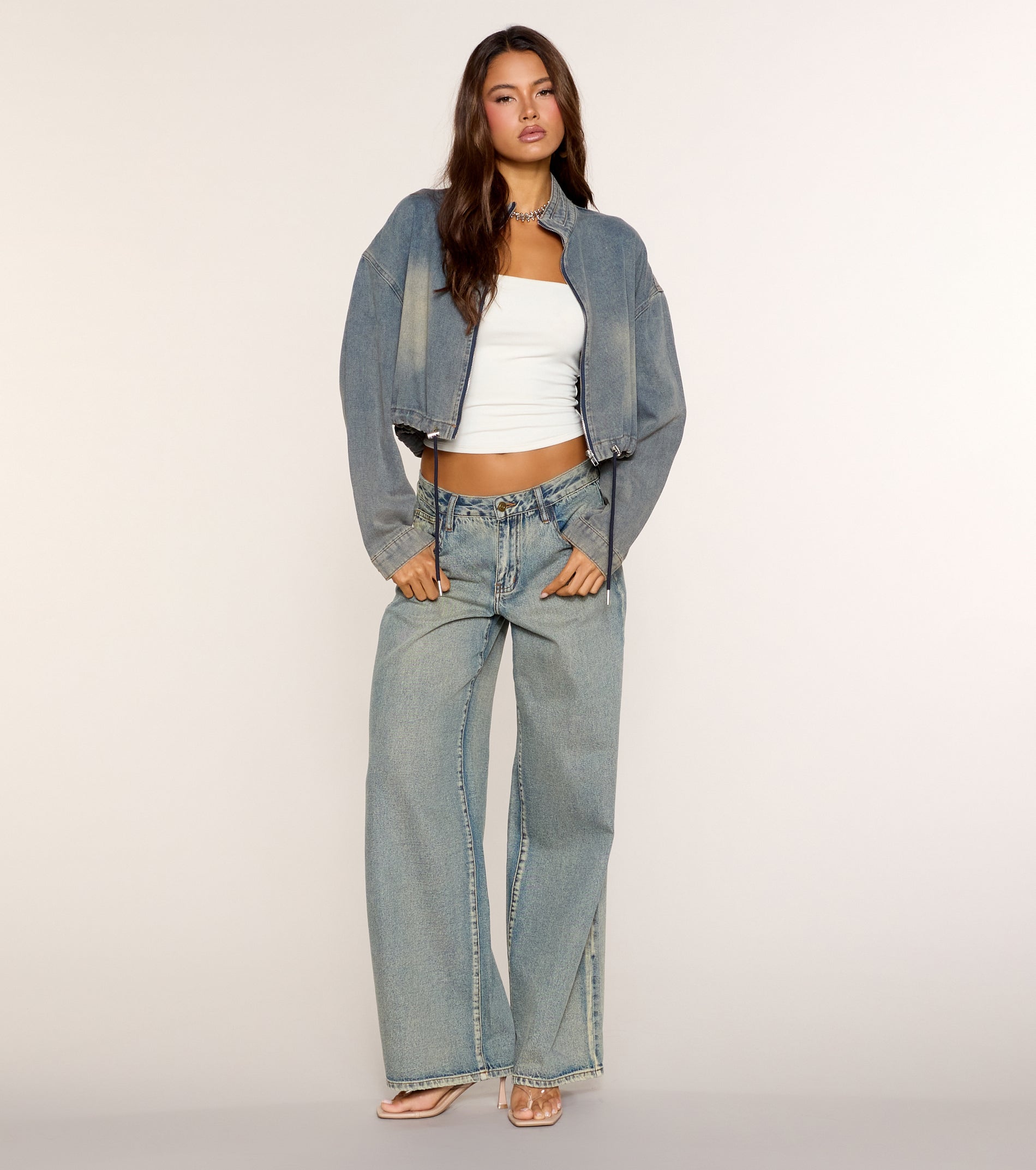 Zip Into It Mock Neck Denim Jacket | Windsor