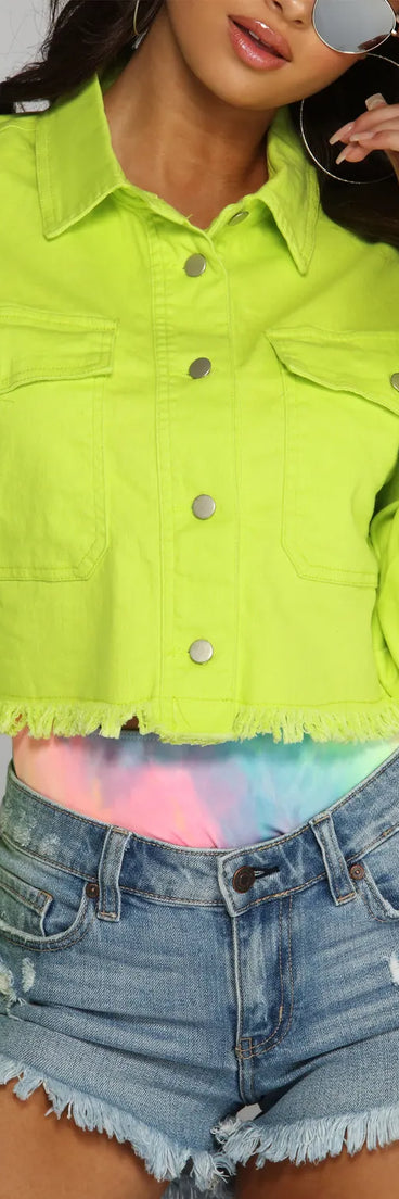 Fringe Appeal Cropped Denim Jacket