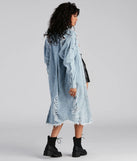 Destroyed Denim Long Line Jacket