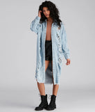 Destroyed Denim Long Line Jacket