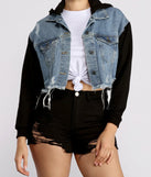 On The Road Denim Cropped Hoodie