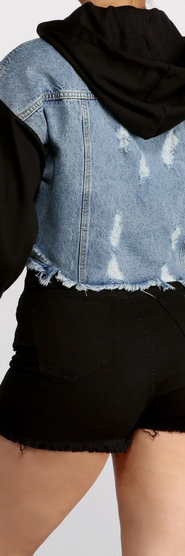 On The Road Denim Cropped Hoodie