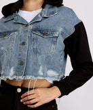On The Road Denim Cropped Hoodie