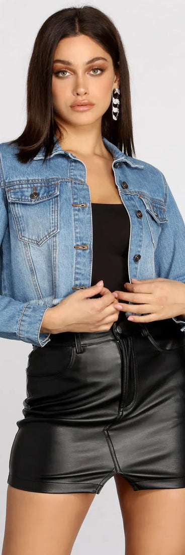 Smokin' Hot Beaded Fringe Crop Denim Jacket