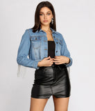 Smokin' Hot Beaded Fringe Crop Denim Jacket