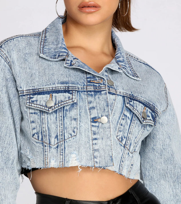 Frayed So Acid Wash Cropped Denim Jacket | Windsor Frayed So Acid Wash Cropped Denim Jacket | Windsor