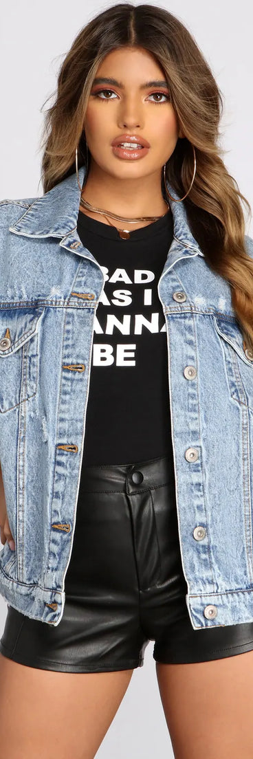 Squad Goals Over-Sized Denim Jacket