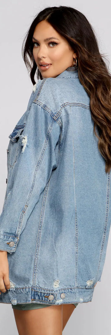 So Chic Long Denim Jacket