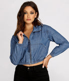 Hooded Denim Bomber Jacket