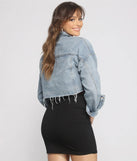 Fave Frayed Cropped Denim Jacket