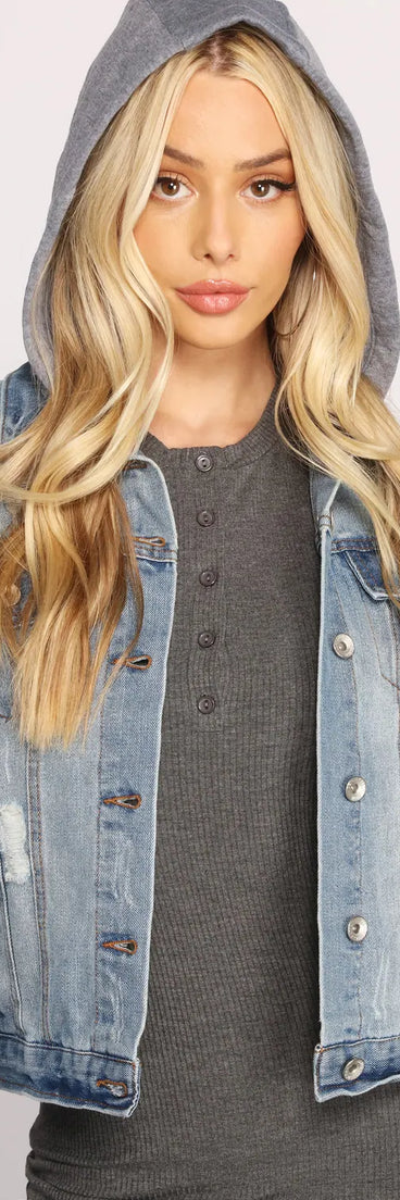 Cute And Casual Hooded Denim Jacket