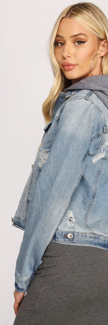 Cute And Casual Hooded Denim Jacket