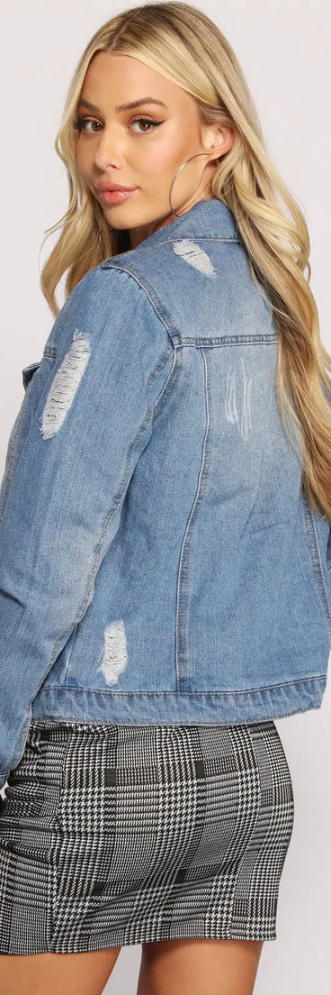 Stylish And Distressed Denim Jacket