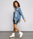 Casual Vibes Destructed Denim Shacket