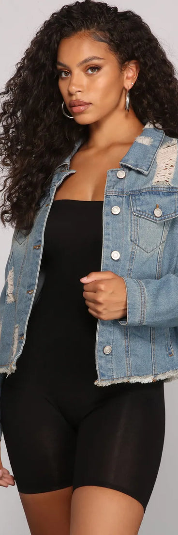Casual Everyday Distressed Denim Jacket