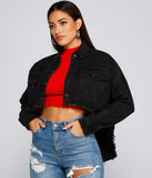 Casually Edgy High Low Cropped Denim Jacket