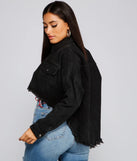 Casually Edgy High Low Cropped Denim Jacket