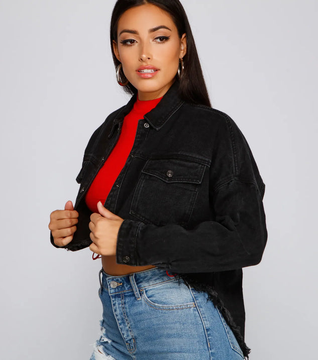 Casually Edgy High Low Cropped Denim Jacket | Windsor