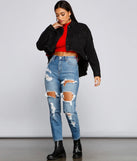 Casually Edgy High Low Cropped Denim Jacket