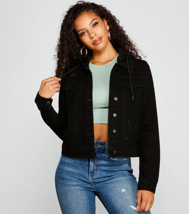 Blue Jeans Baby Denim Hooded Trucker Jacket