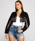 Trendy Glam Cropped Denim Jacket