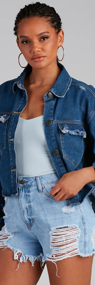 Trendy Vibes Cropped Denim Shacket