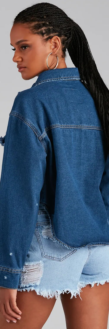 Trendy Vibes Cropped Denim Shacket