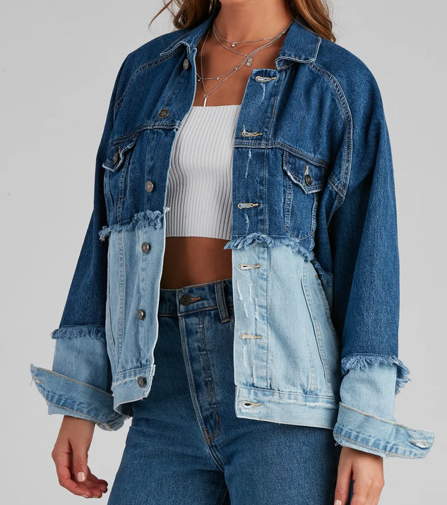 【Heather】 Denim Assort Jacket Heather Oversized Denim Blazer – Madida Clothing